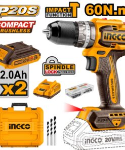 شنيور بطارية 20 فولت 60 نيوتن برشليس ظرف معدن 2بطارية 1 شاحن من انكو موديل CIDLI20602