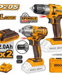 شنيور بطارية 20 فولت سرعات مع دريل فك وربط 1/2 بوصه + لقم مفك + 2 بطاريه + 1 شاحن من انكو موديل COSLI230702