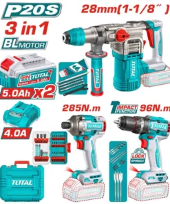 طقم 3 قطع (هيلتى+ شنيور + دريل 1/4 بوصة ) مع 2 بطارية 5 امبير – TOSLI250693