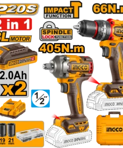 طقم كومبو شنيور 66 نيوتن دقاق ودريل نص بوصة 405 نيوتن – CKLI20286
